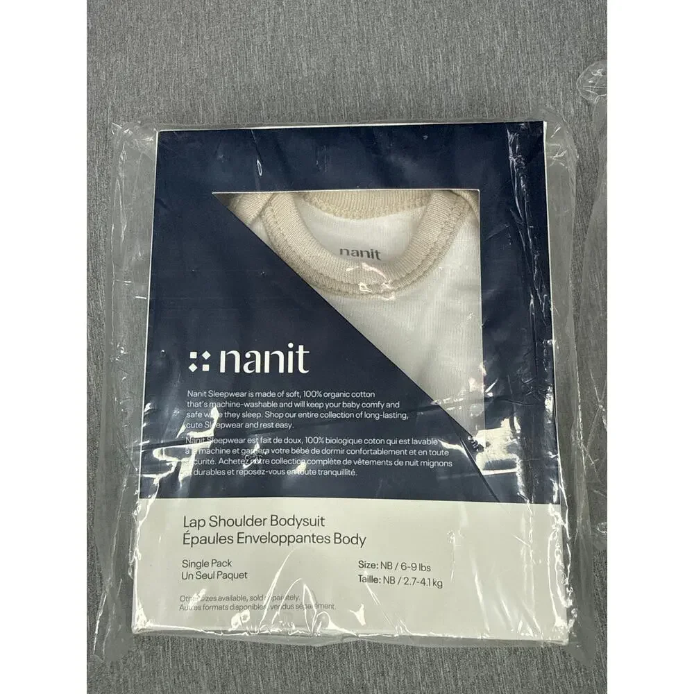 Nanit Baby Bodysuits Lot 2 NB 3-6M Organic Cotton White Gray Tan NWT
